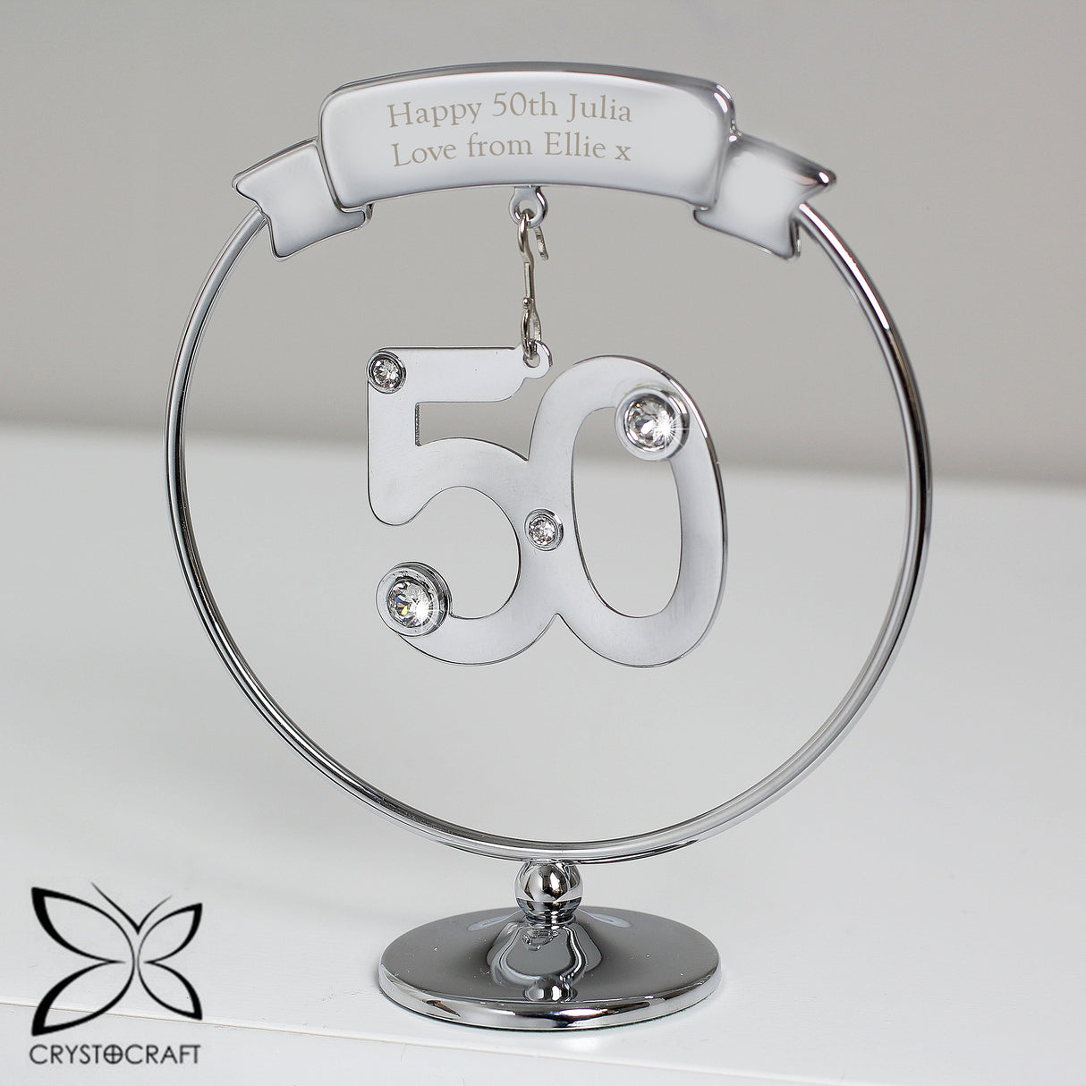 Personalised Crystocraft 50th Celebration Ornament: 2 - Keepsakes By Crystocraft