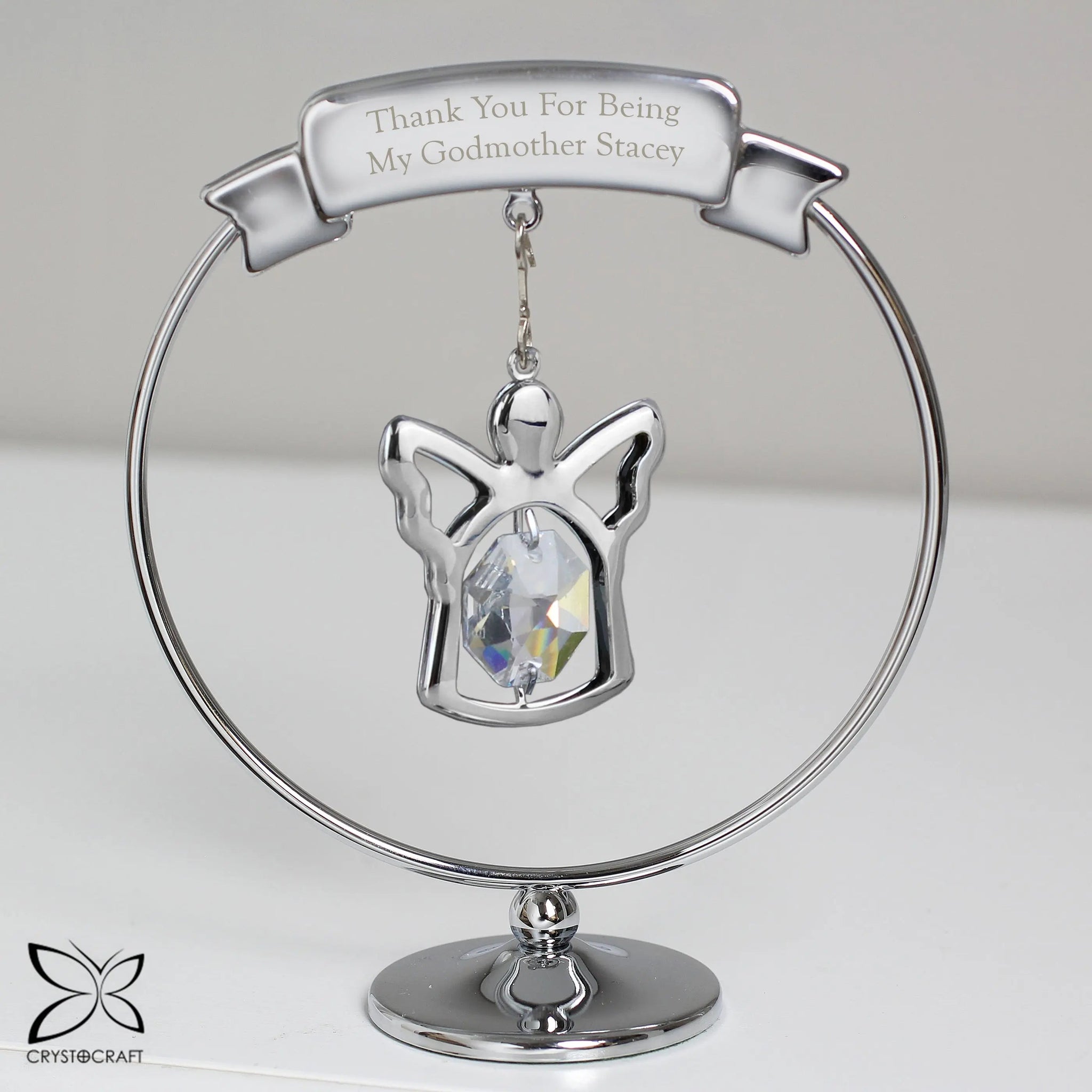 Personalised Crystocraft Angel Ornament: 2 - Keepsakes By Crystocraft