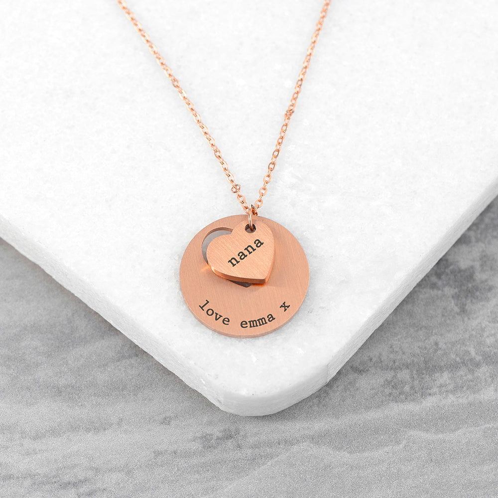 Personalised Cut-Out Heart & Disc Pendant Necklaces: 2 - Necklaces By Gift Moments