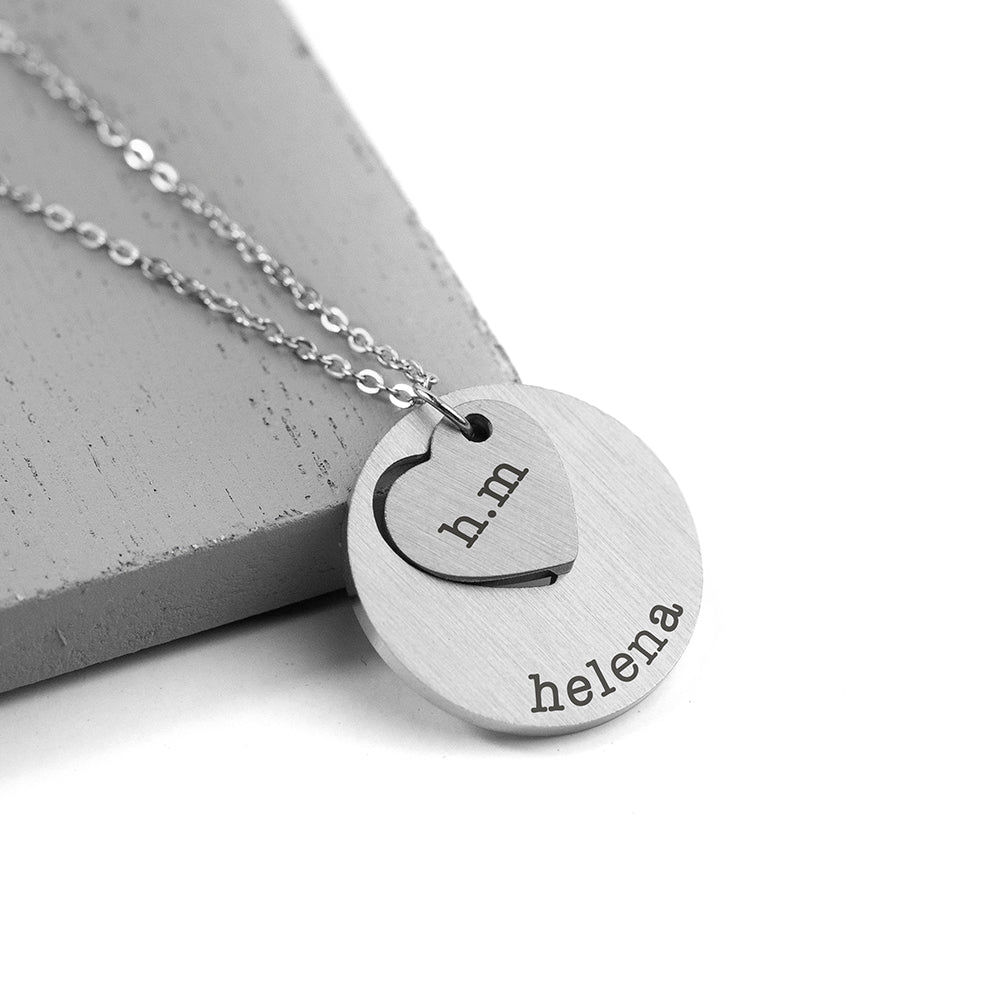 Personalised Cut-Out Heart & Disc Pendant Necklaces: 4 - Necklaces By Gift Moments