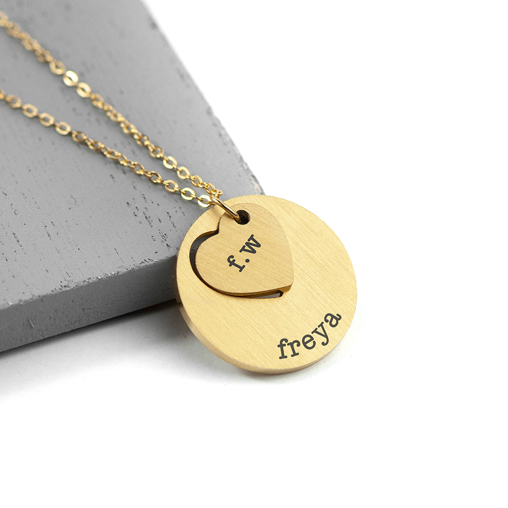 Personalised Cut-Out Heart & Disc Pendant Necklaces: 3 - Necklaces By Gift Moments