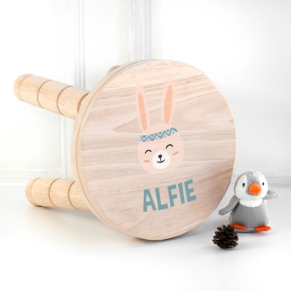 Personalised Cute Bunny Kids Stool: 1 - Wooden Stools By Gift Moments