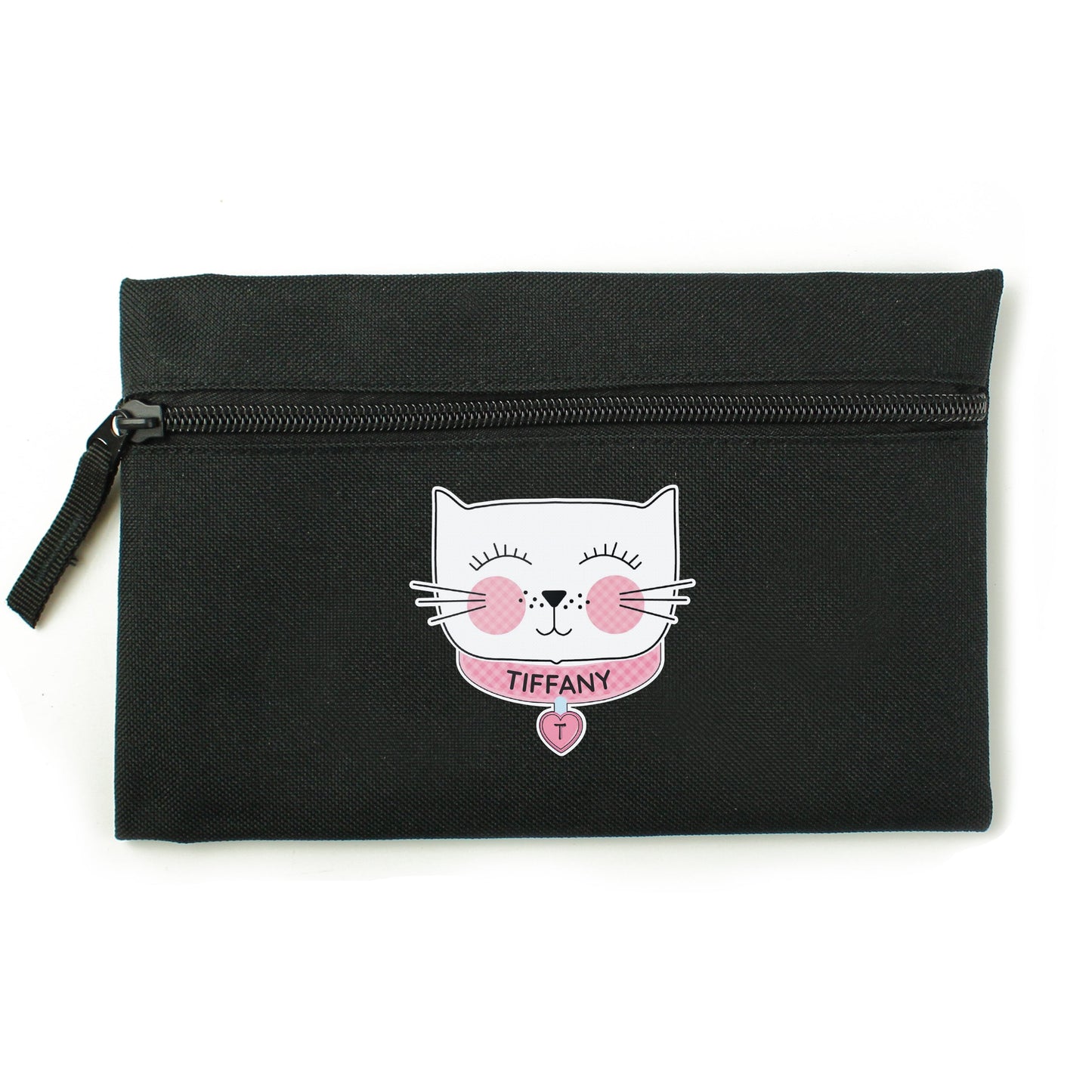 Personalised Cute Cat Black Pencil Case: 5 - Pencil Cases & Sets By Gift Moments