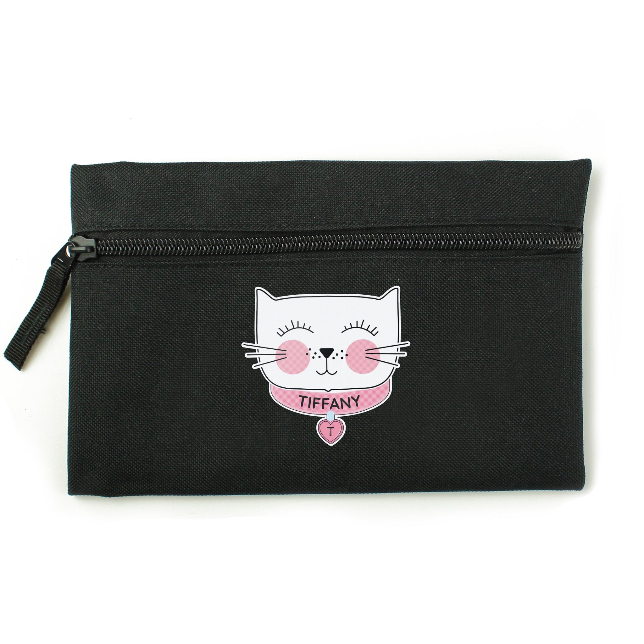 Personalised Cute Cat Black Pencil Case: 5 - Pencil Cases & Sets By Gift Moments