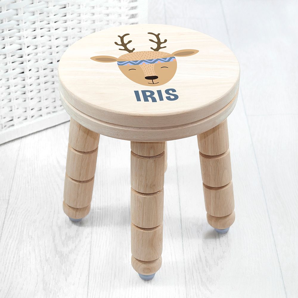 Personalised Cute Deer Kids Stool: 1 - Wooden Stools By Gift Moments