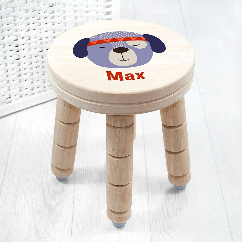 Personalised Cute Puppy Kids Stool: 1 Wooden Stools By Gift Moments
