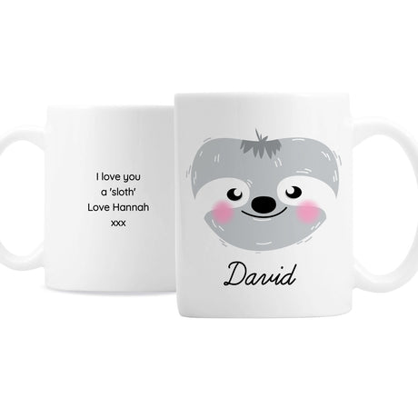 Personalised Cute Sloth Face Mug: 2 - Mugs By Gift Moments