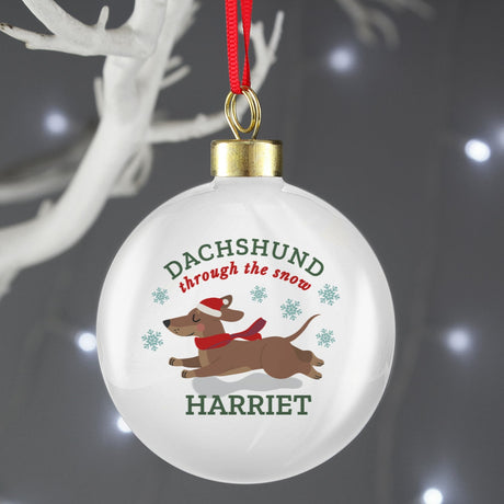 Personalised Dachshund Through... Bauble: 3 - Christmas Baubles By Gift Moments