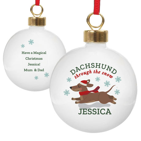 Personalised Dachshund Through... Bauble: 4 - Christmas Baubles By Gift Moments