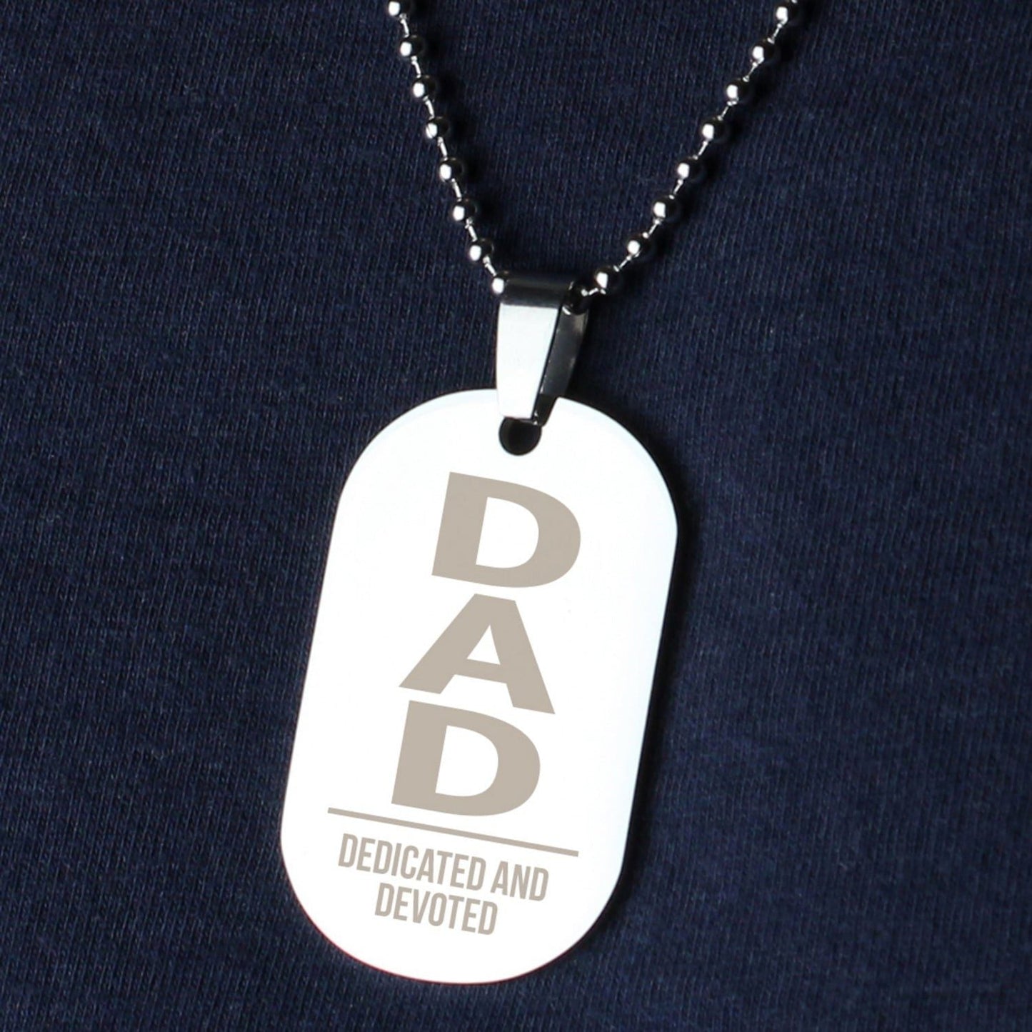 Personalised Dad Stainless Steel Dog Tag Necklace: 3 - Necklaces By Gift Moments