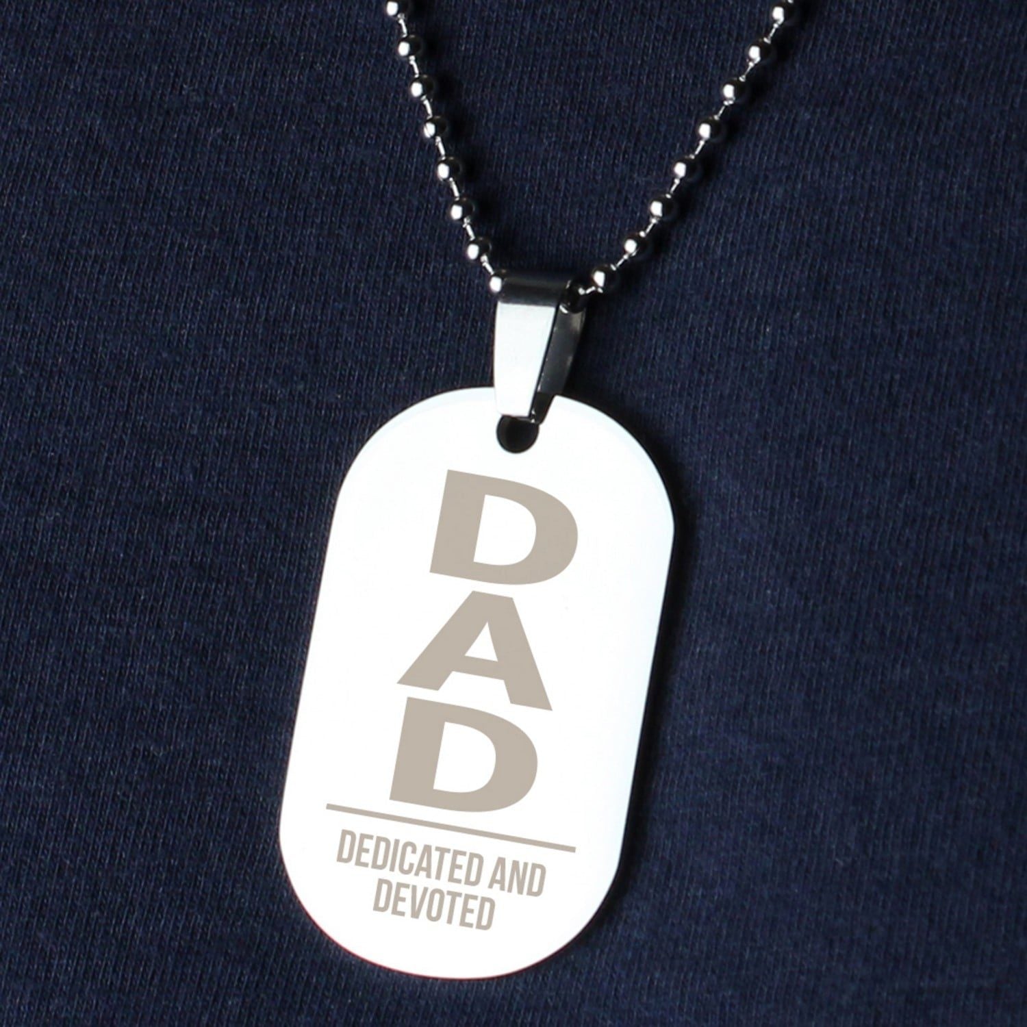 Personalised Dad Stainless Steel Dog Tag Necklace: 3 - Necklaces By Gift Moments