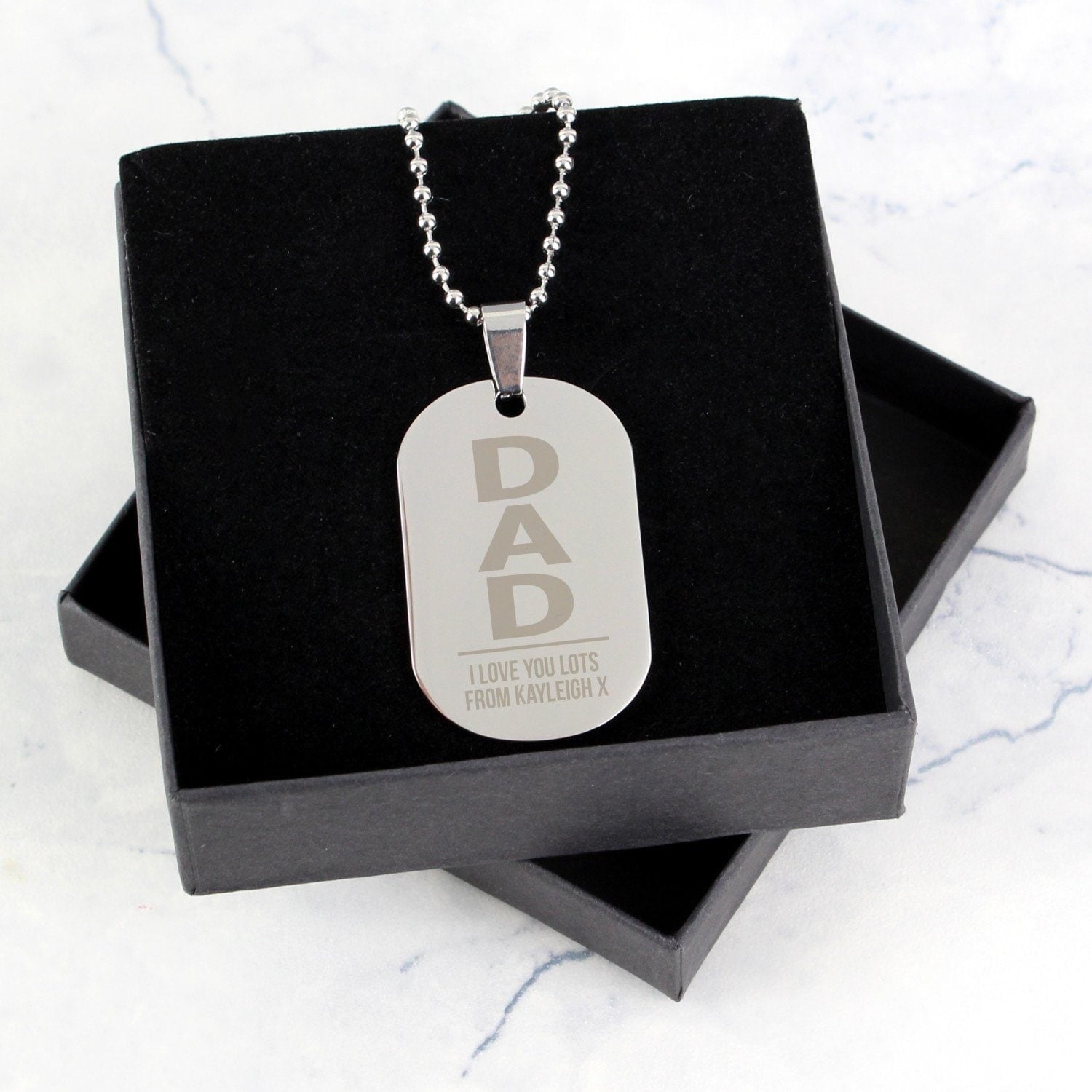 Personalised Dad Stainless Steel Dog Tag Necklace: 1 - Necklaces By Gift Moments