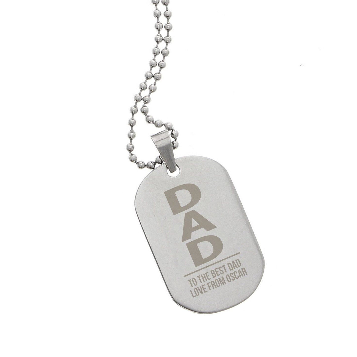 Personalised Dad Stainless Steel Dog Tag Necklace: 5 - Necklaces By Gift Moments