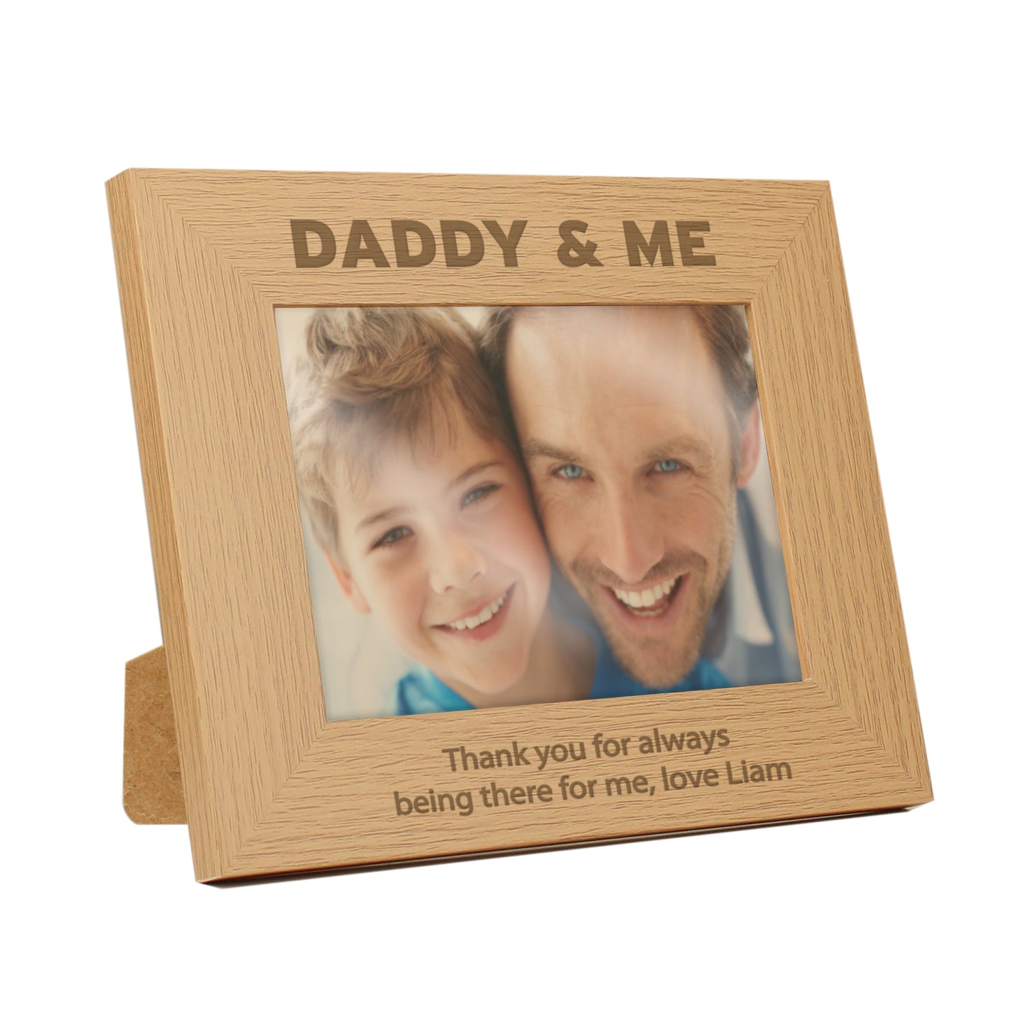 Personalised Daddy & Me 5x7 Landscape Oak Finish Photo Frame: 4 - Photo Frames By Gift Moments