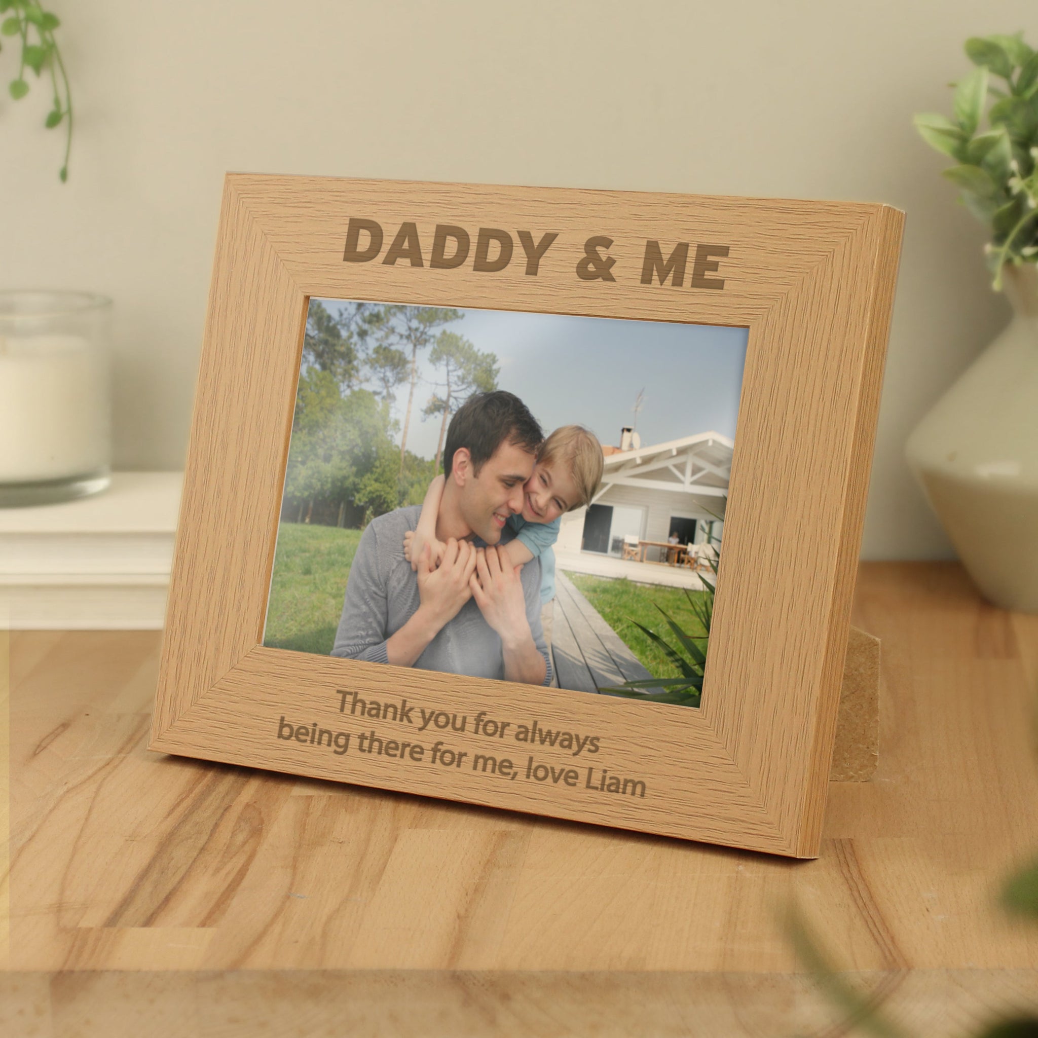 Personalised Daddy & Me 5x7 Landscape Oak Finish Photo Frame: 3 - Photo Frames By Gift Moments