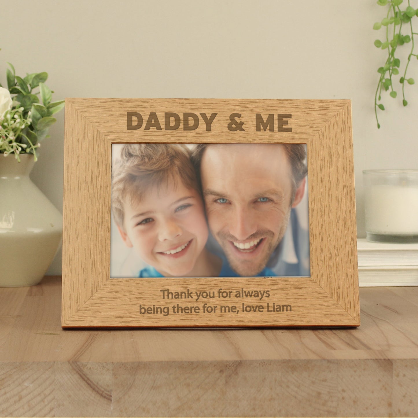 Personalised Daddy & Me 5x7 Landscape Oak Finish Photo Frame: 1 - Photo Frames By Gift Moments