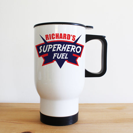 Personalised Superhero Fuel Travel Mug for Dad: 2 - Travel Mugs By Gift Moments