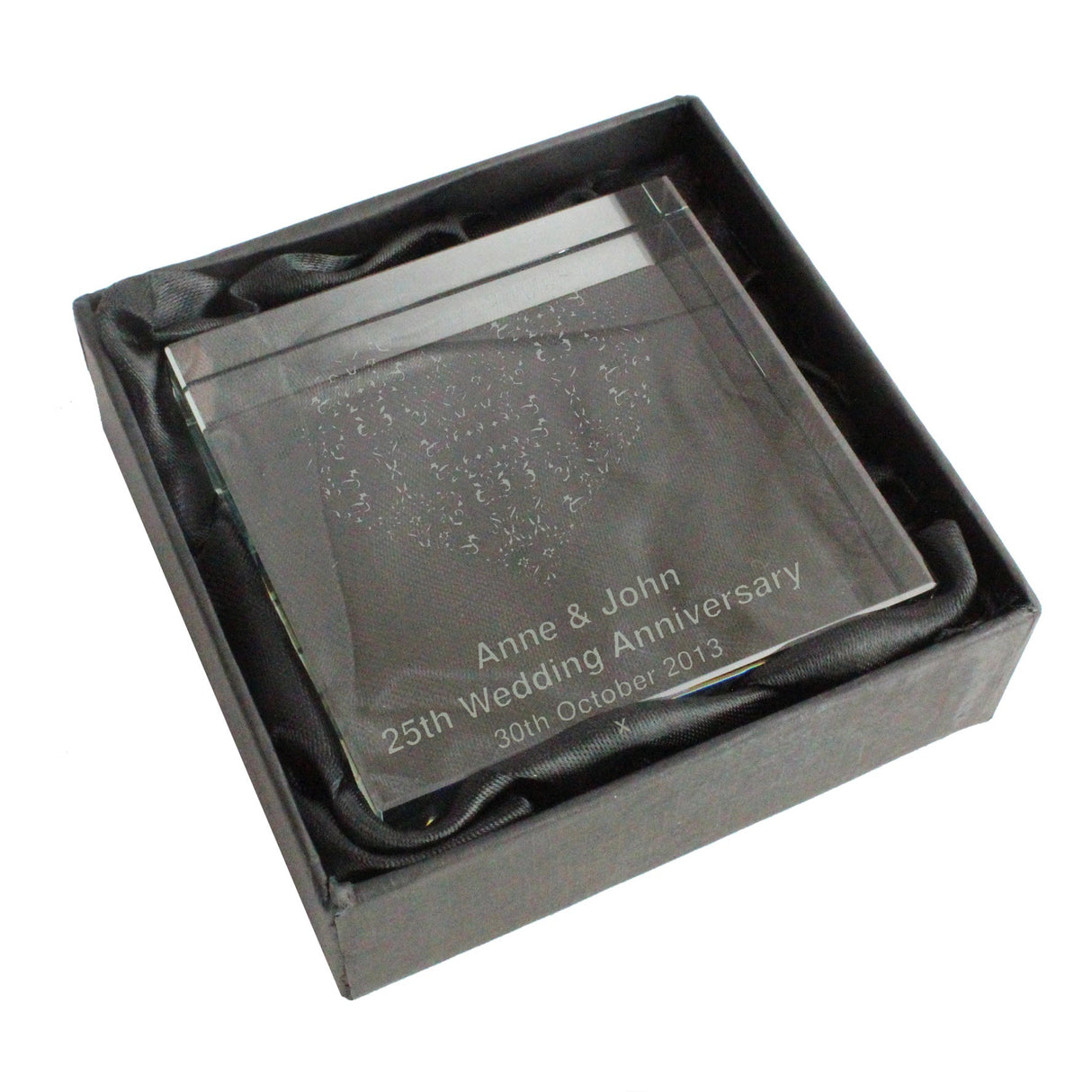 Personalised Damask White Heart Crystal Token: 4 - Crystal Tokens By Gift Moments