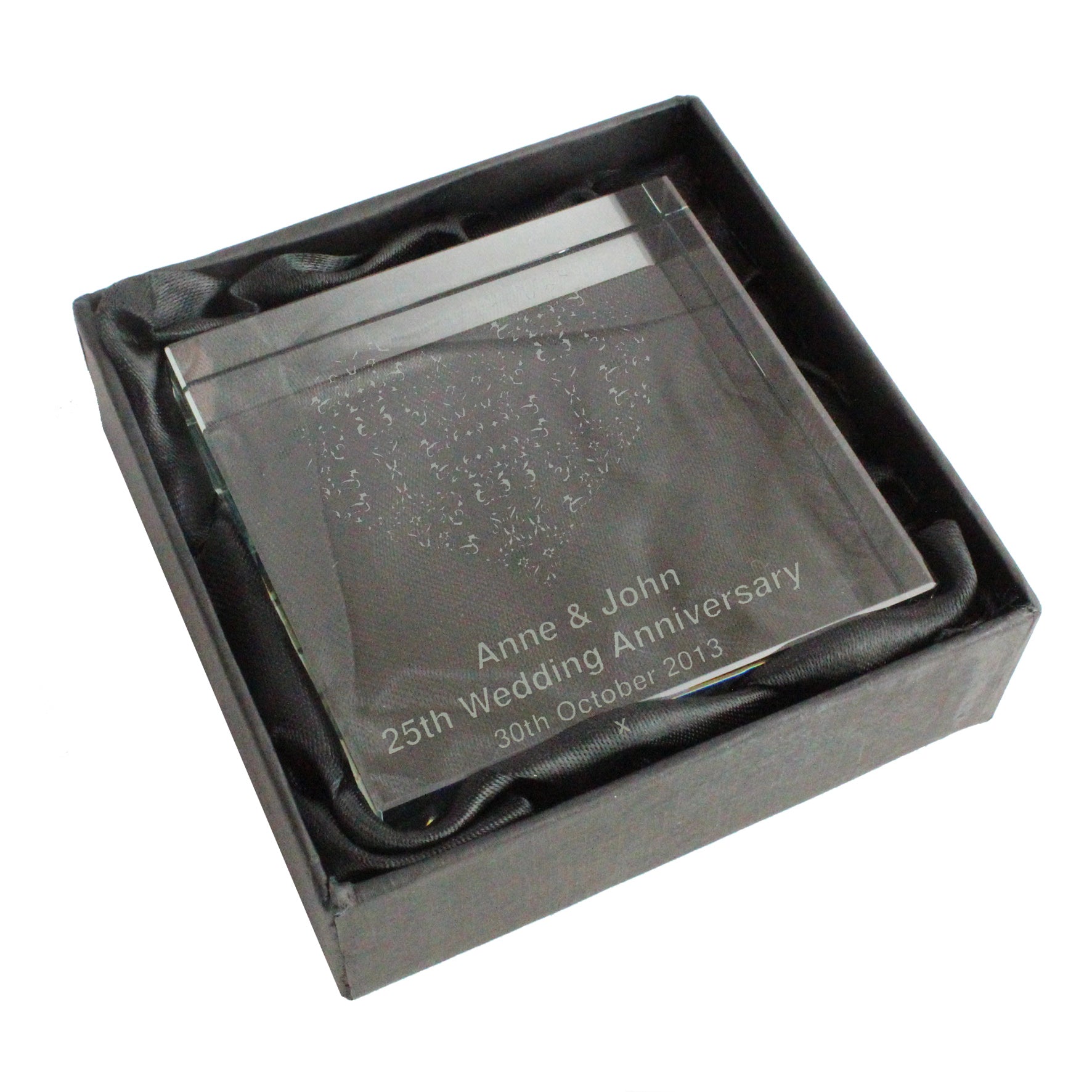 Personalised Damask White Heart Crystal Token: 4 - Crystal Tokens By Gift Moments