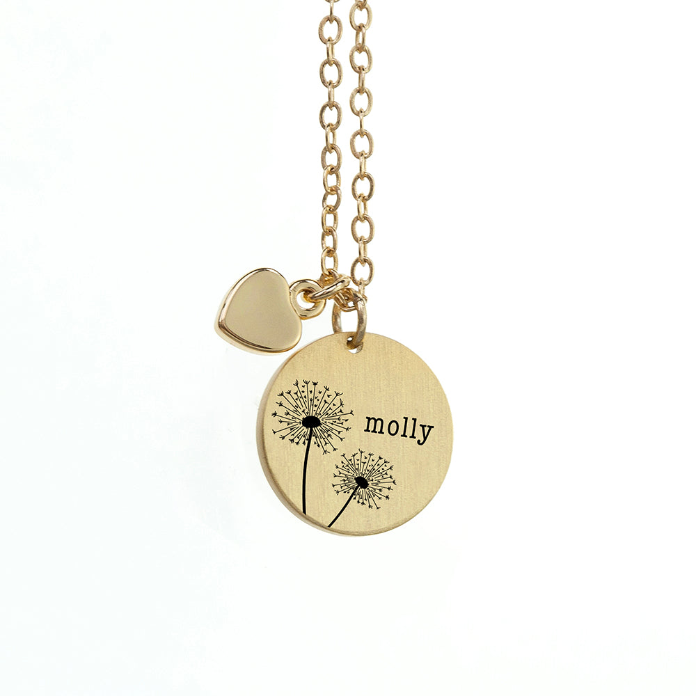 Personalised Dandelion Matte Heart & Disc Necklaces: 7 - Necklaces By Gift Moments