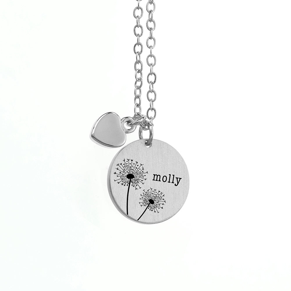 Personalised Dandelion Matte Heart & Disc Necklaces: 6 - Necklaces By Gift Moments