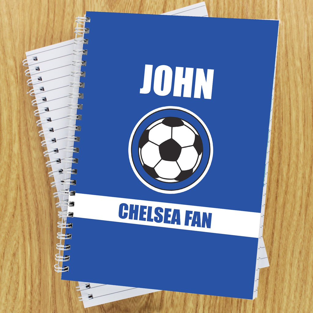 Personalised Dark Blue Football Fan A5 Notebook - Shop Notebooks At Gift Moments - 1
