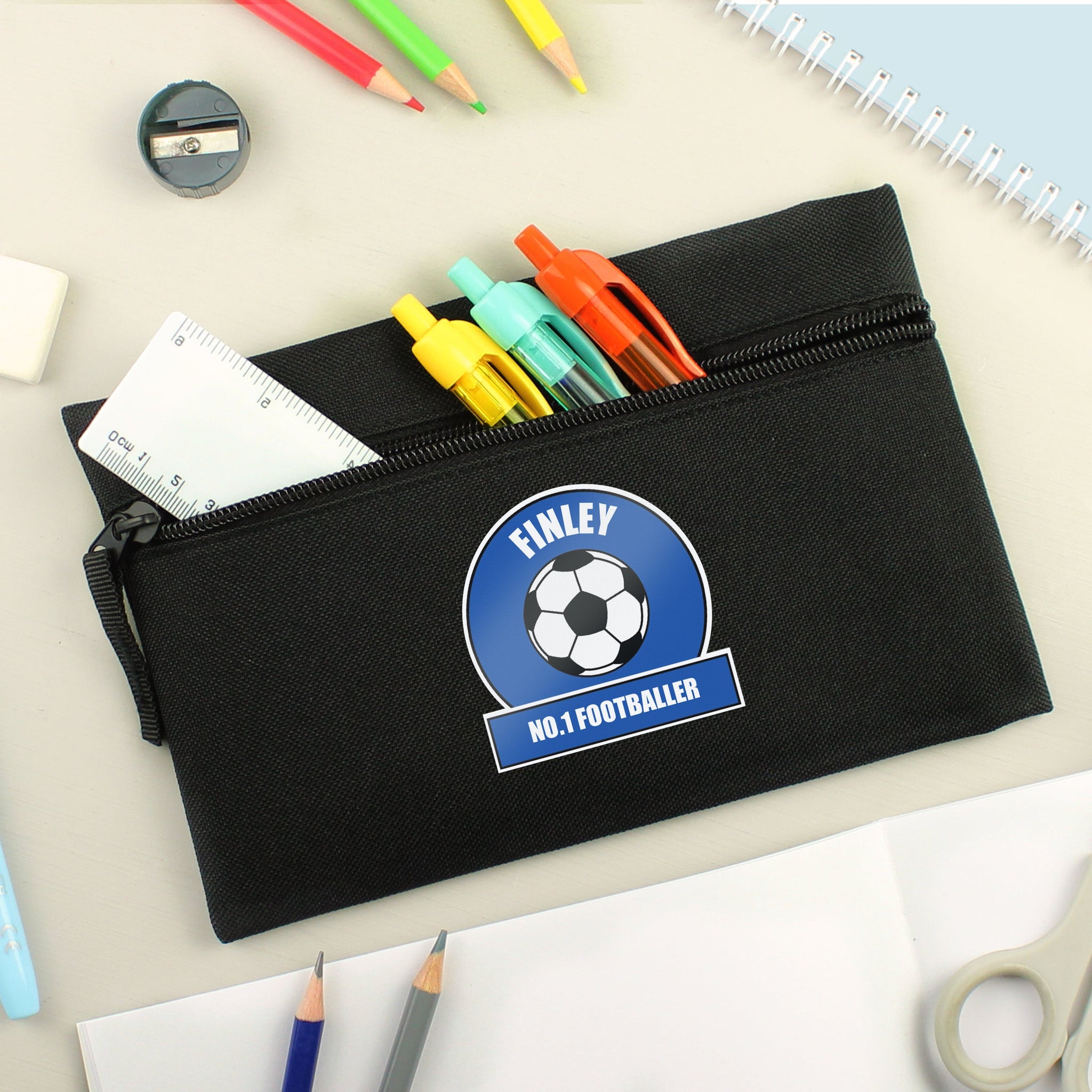 Personalised Dark Blue Football Fan Pencil Case: 1 - Pencil Cases & Sets By Gift Moments