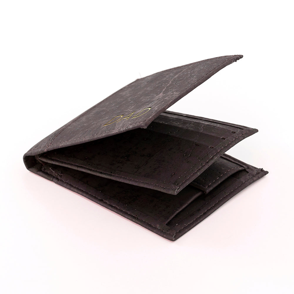 Personalised Dark Brown Vegan Leather Cork Wallet: 8 - Wallets & Money Clips By Gift Moments