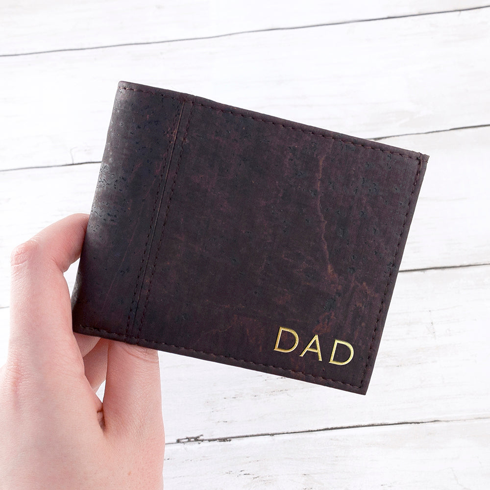 Personalised Dark Brown Vegan Leather Cork Wallet: 1 - Wallets & Money Clips By Gift Moments
