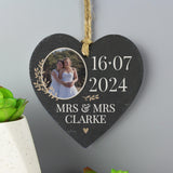 Personalised Date Photo Upload Slate Heart Decoration: 3 - Decorations By Gift Moments