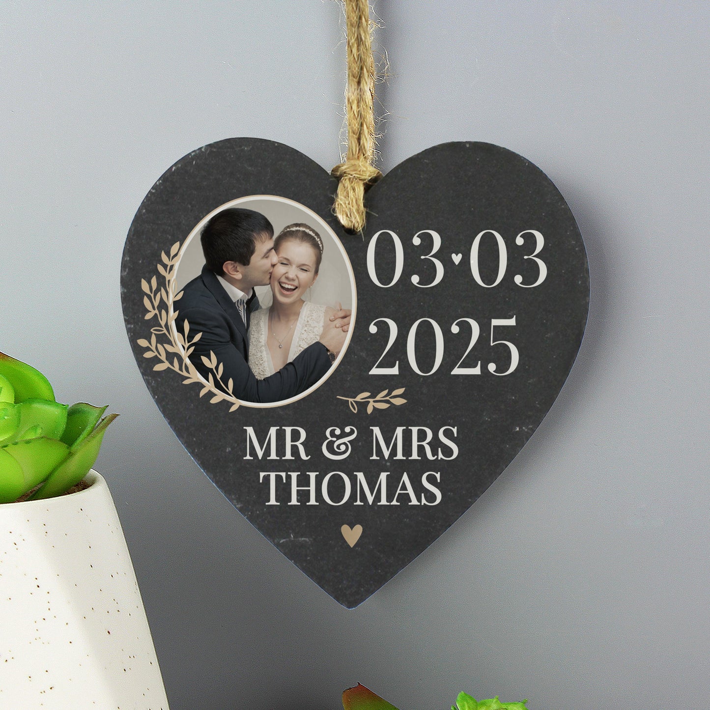 Personalised Date Photo Upload Slate Heart Decoration: 1 - Decorations By Gift Moments