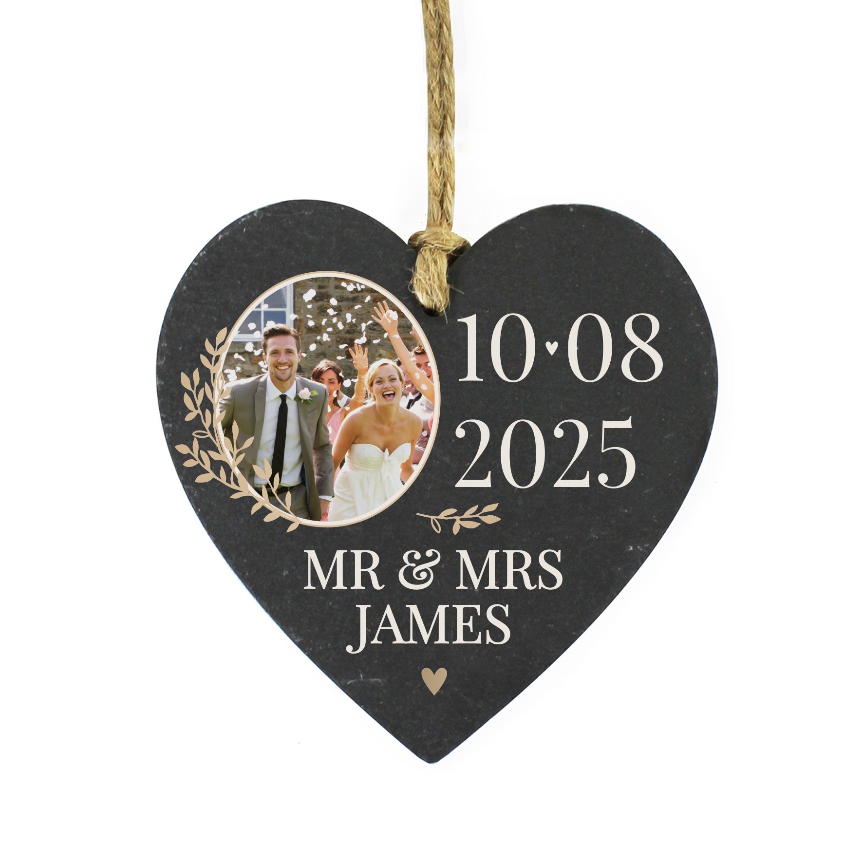 Personalised Date Photo Upload Slate Heart Decoration: 5 - Decorations By Gift Moments