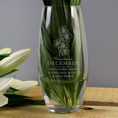 Personalised December Birth Flower Bullet Vase: 2 - Vases By Gift Moments