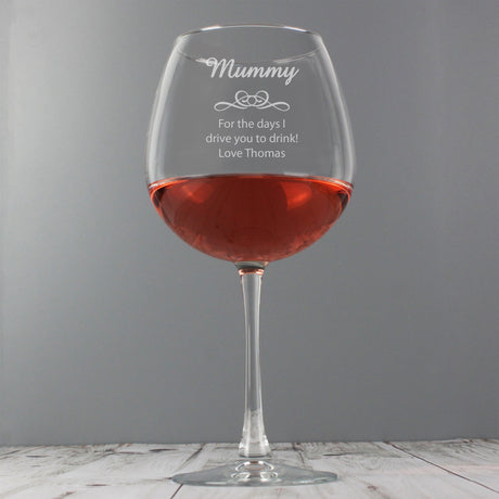 Personalised Decorative Bottle of Wine Glass: 8 - Wine Glasses By Gift Moments