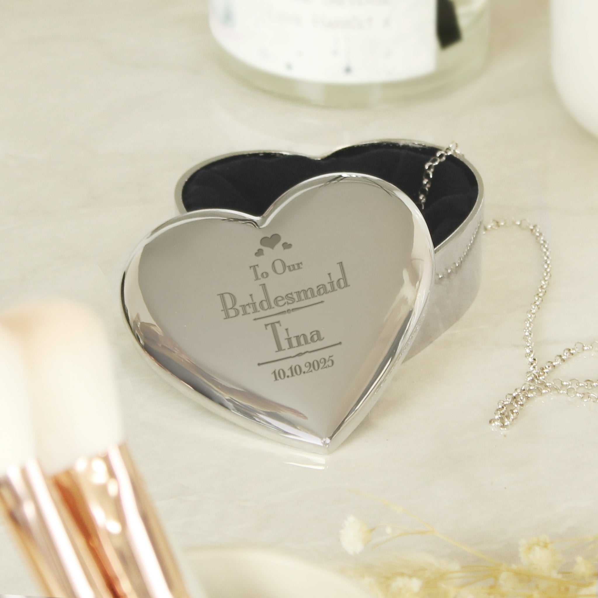 Personalised Decorative Wedding Bridesmaid Heart Trinket Box: 5 - Trinket Boxes By Gift Moments