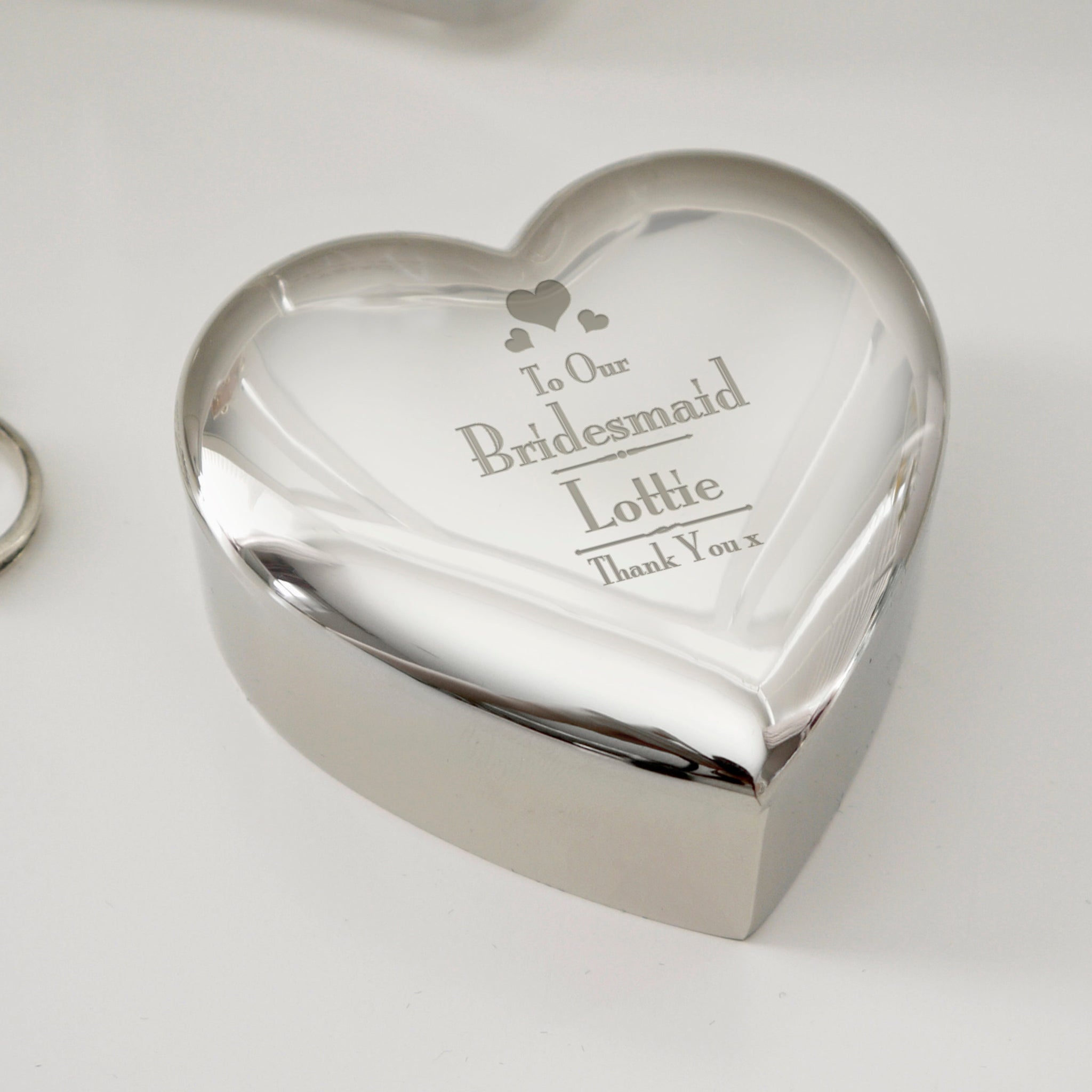 Personalised Decorative Wedding Bridesmaid Heart Trinket Box: 3 - Trinket Boxes By Gift Moments