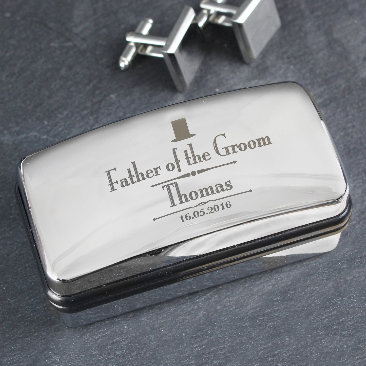 Personalised Decorative Wedding father of the Groom Cufflink Box: 1 - Cufflink Boxes By Gift Moments