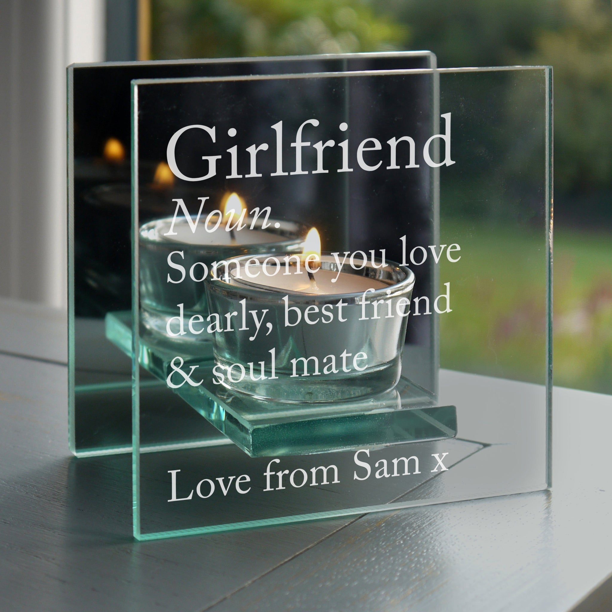 Personalised Definition Mirrored Glass Tea Light Candle Holder: 1 - Candle Holders By Gift Moments