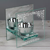 Personalised Diamante Effect Mirrored Glass Tea Light Candle Holder: 2 - Candle Holders By Gift Moments