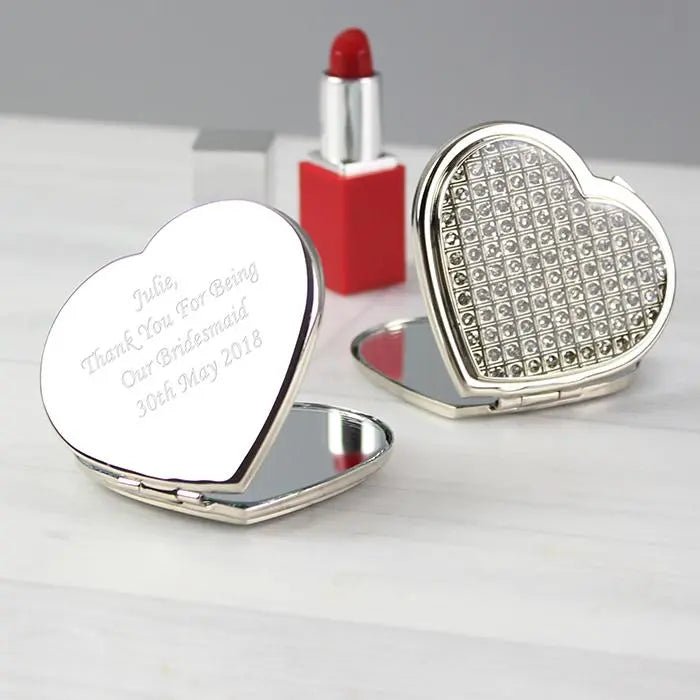 Personalised Diamante Heart Compact Mirror - Shop Compact Mirrors At Gift Moments - 1