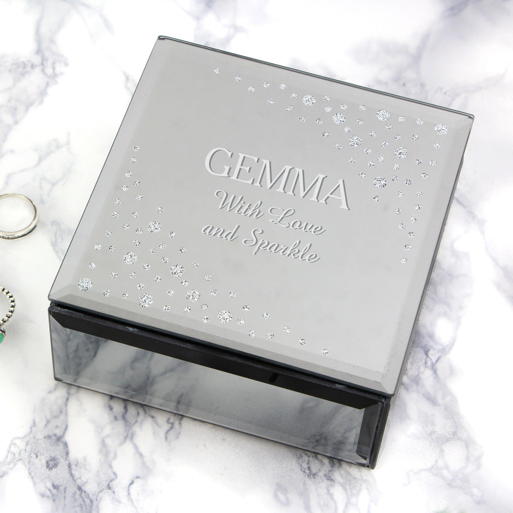 Personalised Diamante Name & Message Glass Trinket Box - Shop Trinket Boxes At Gift Moments - 4