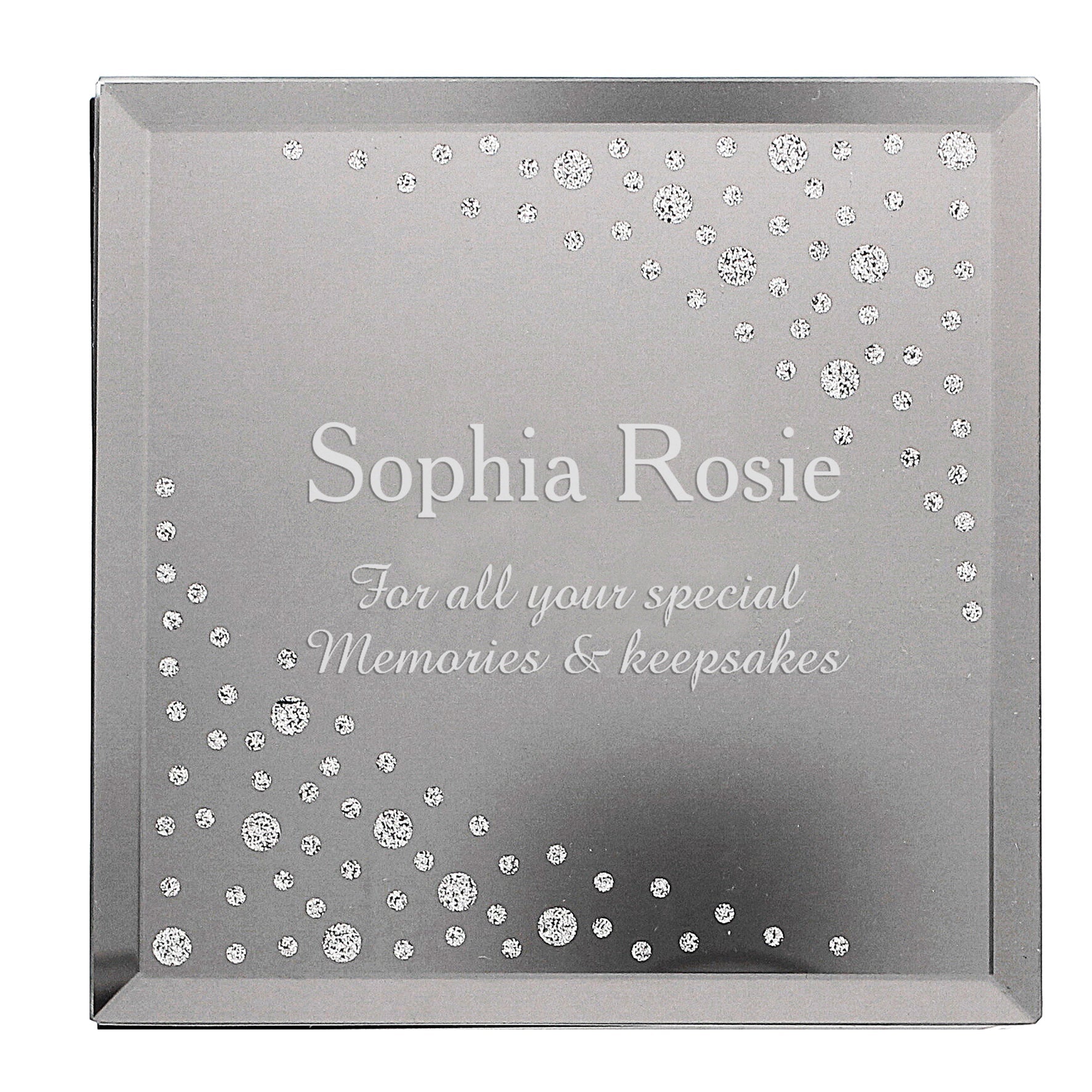 Personalised Diamante Name & Message Glass Trinket Box: 3 - Trinket Boxes By Gift Moments