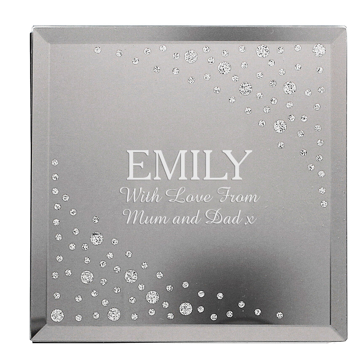 Personalised Diamante Name & Message Glass Trinket Box: 6 - Trinket Boxes By Gift Moments