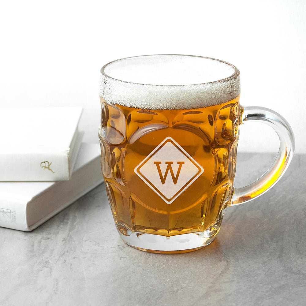 Personalised Diamond Monogrammed Dimpled Beer Glass: 2 - Beer Glasses By Gift Moments