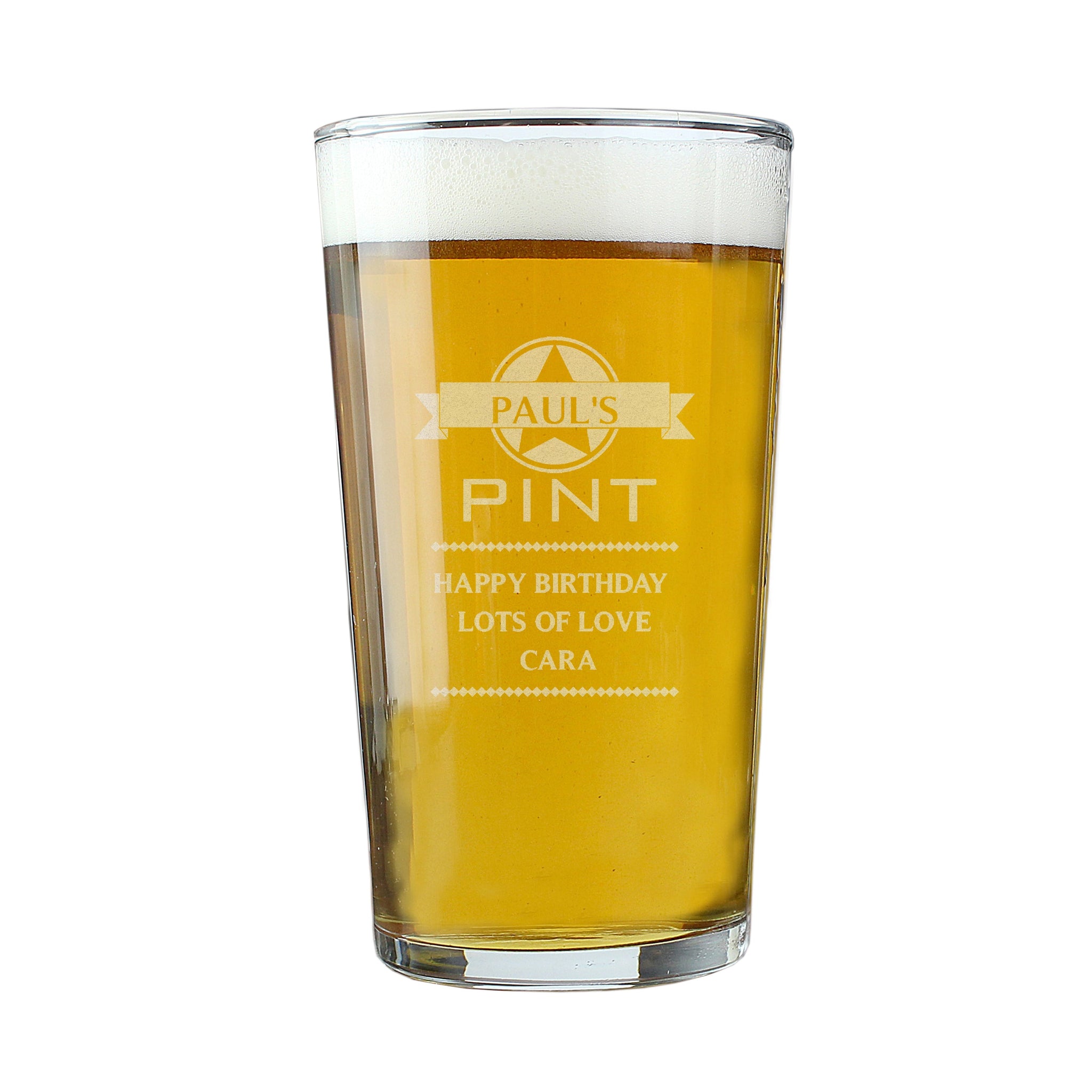 Personalised Diamond Pint Glass: 4 - Beer Glasses By Gift Moments