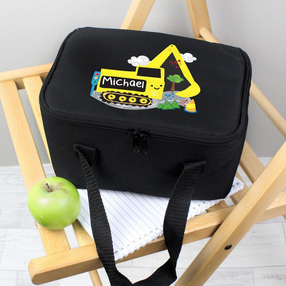Personalised Digger Black Lunch Bag: 2 - Lunch Boxes & Bags By Gift Moments