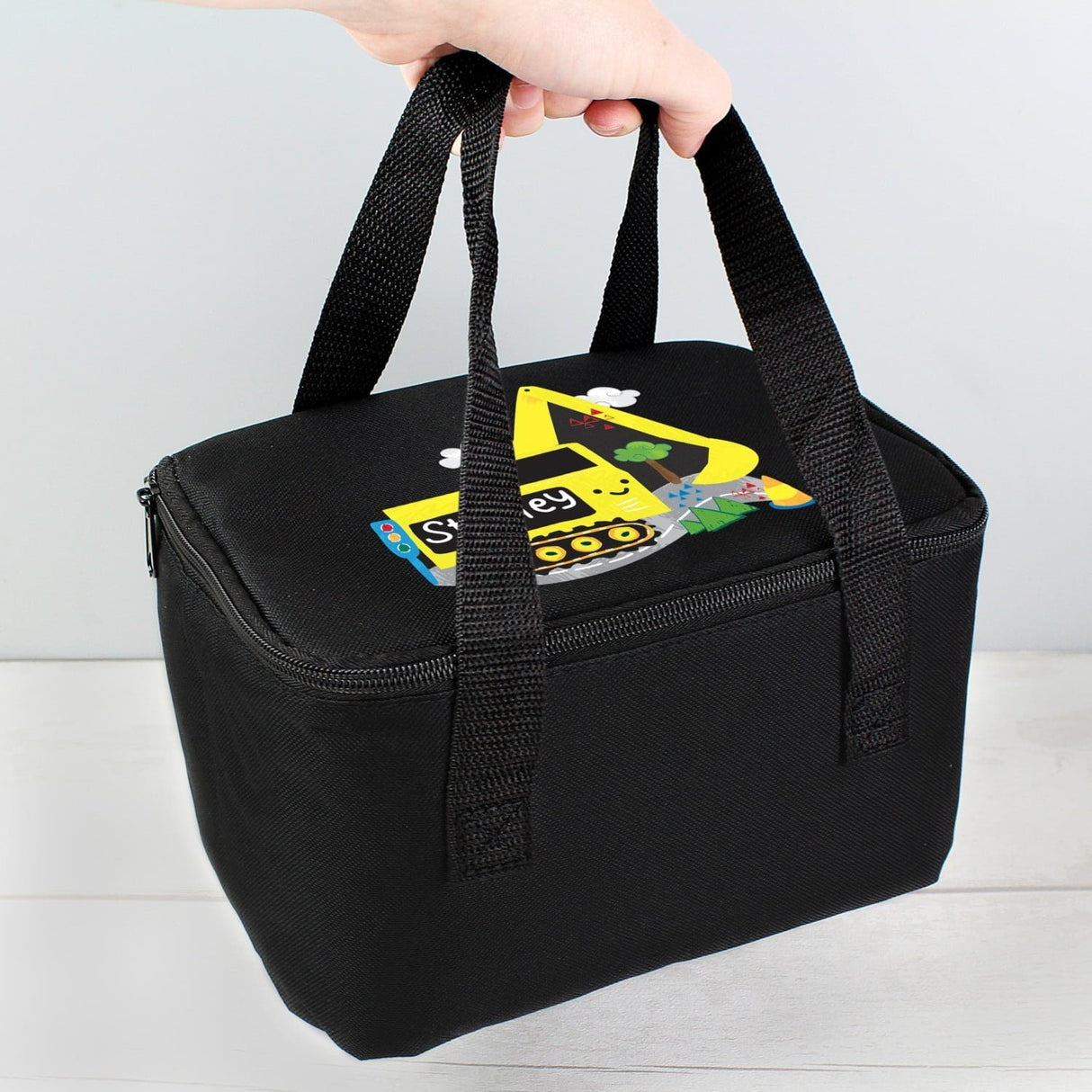 Personalised Digger Black Lunch Bag: 3 - Lunch Boxes & Bags By Gift Moments