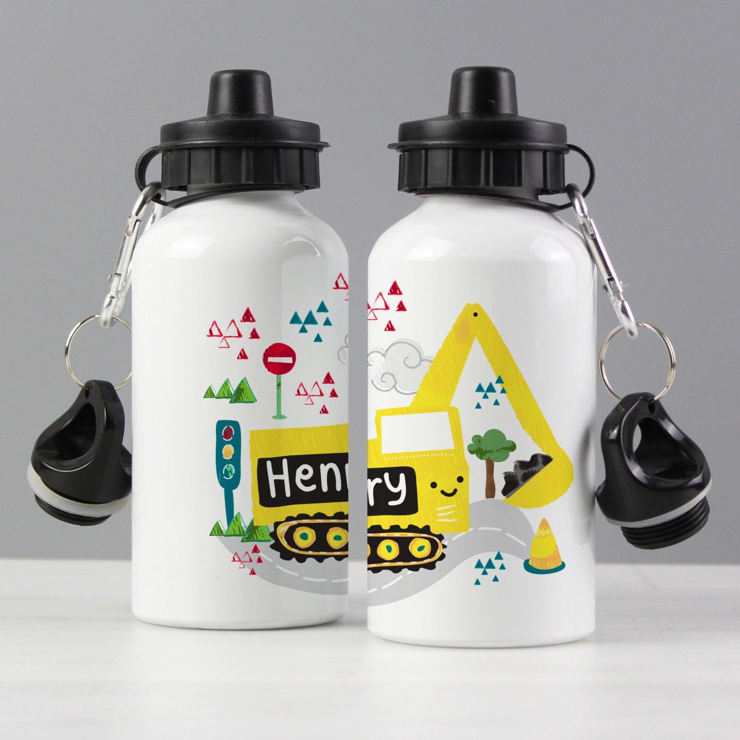 Personalised Digger Drinks Bottle: 2 - Kids Bottles By Gift Moments