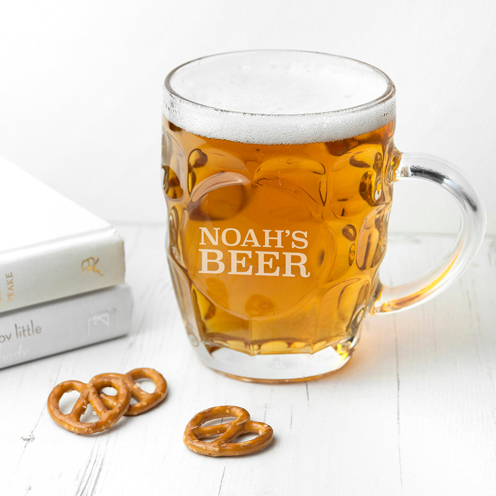 Personalised Dimpled Beer Glass: 3 - Beer Glasses By Gift Moments