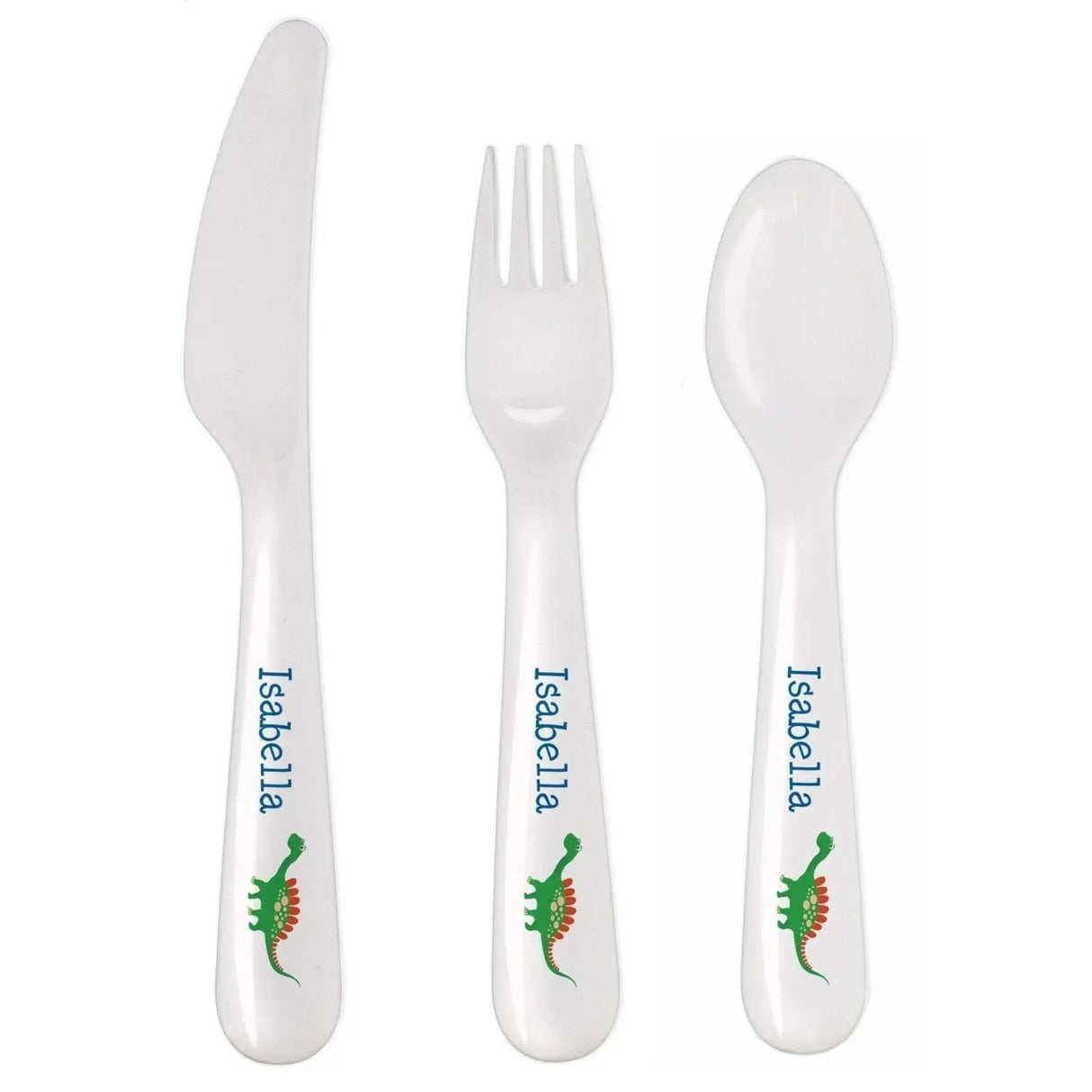 Personalised Dinosaur 3 Piece Plastic Cutlery Set: 3 - Cutlery Sets By Gift Moments